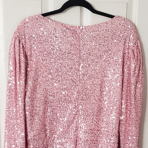 Plus Sequin Puff Sleeve Wrap Dress - Picture 4 of 7